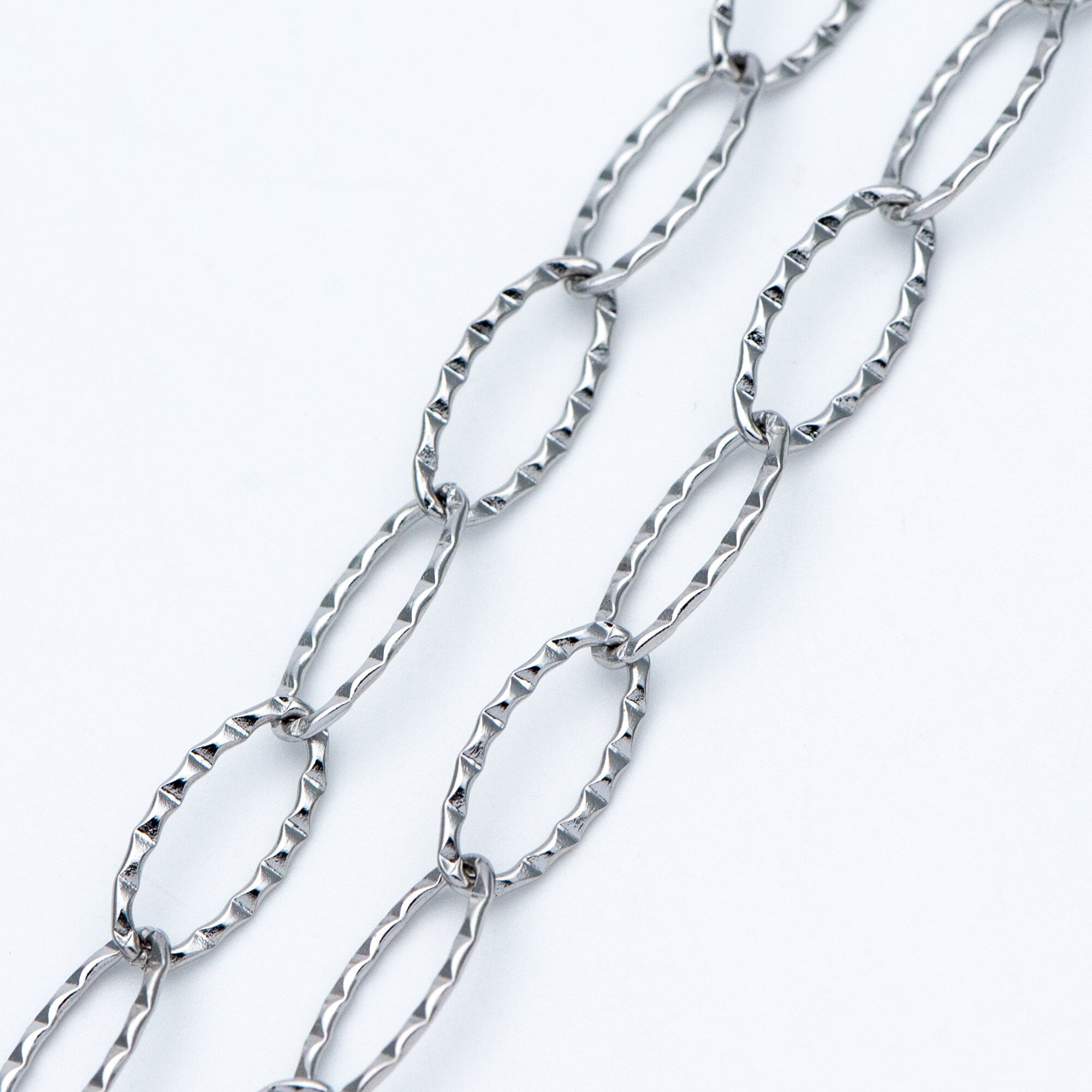 Stainless Steel Long Oval Chains, Silver tone Link 15x7mm, Craft DIY Chain Findings Wholesale (#LK-300)/ 1 Meter=3.3 ft